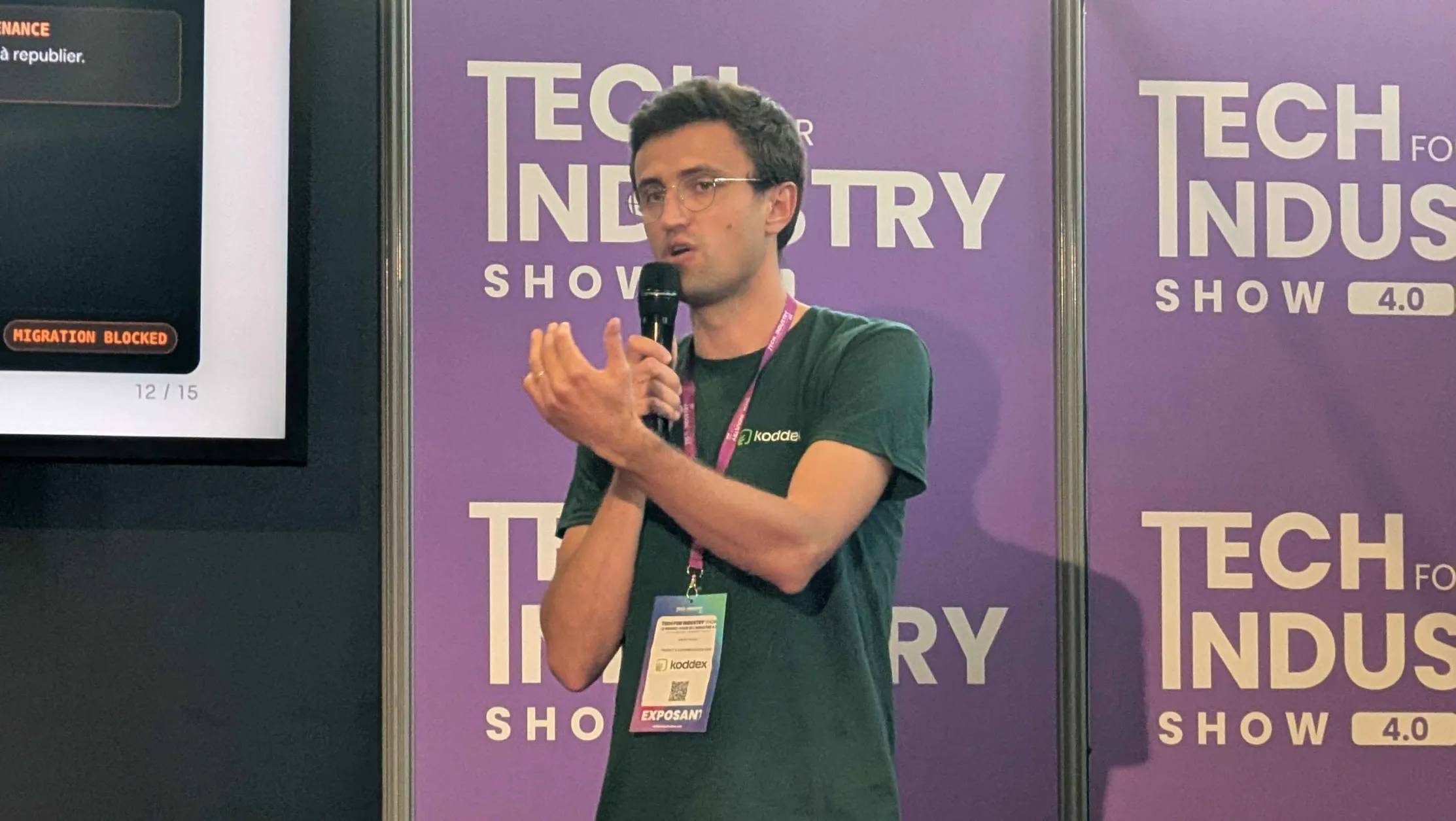 Valentin Houssin presenting the keynote at the Tech for Industry Show